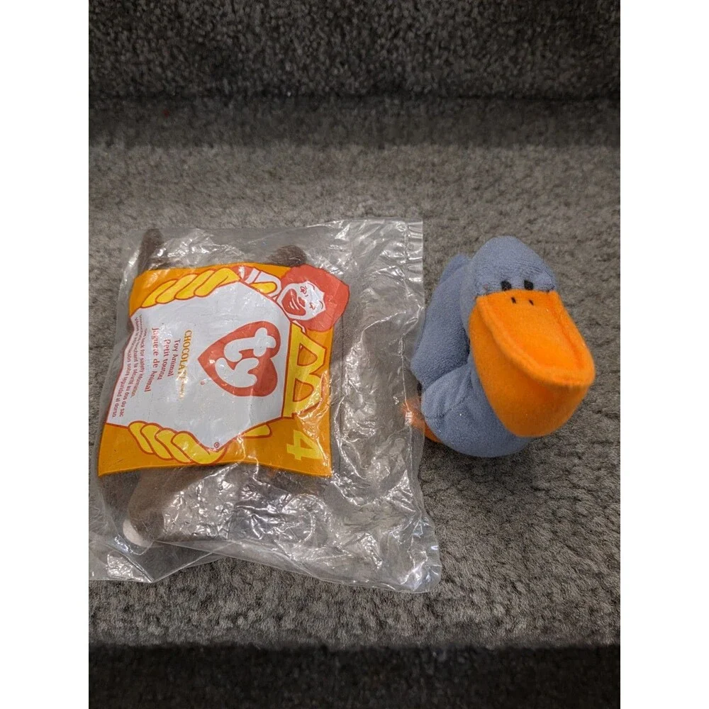 Ty 4107 Scoop the Pelican & Chocolate Beanie Babies